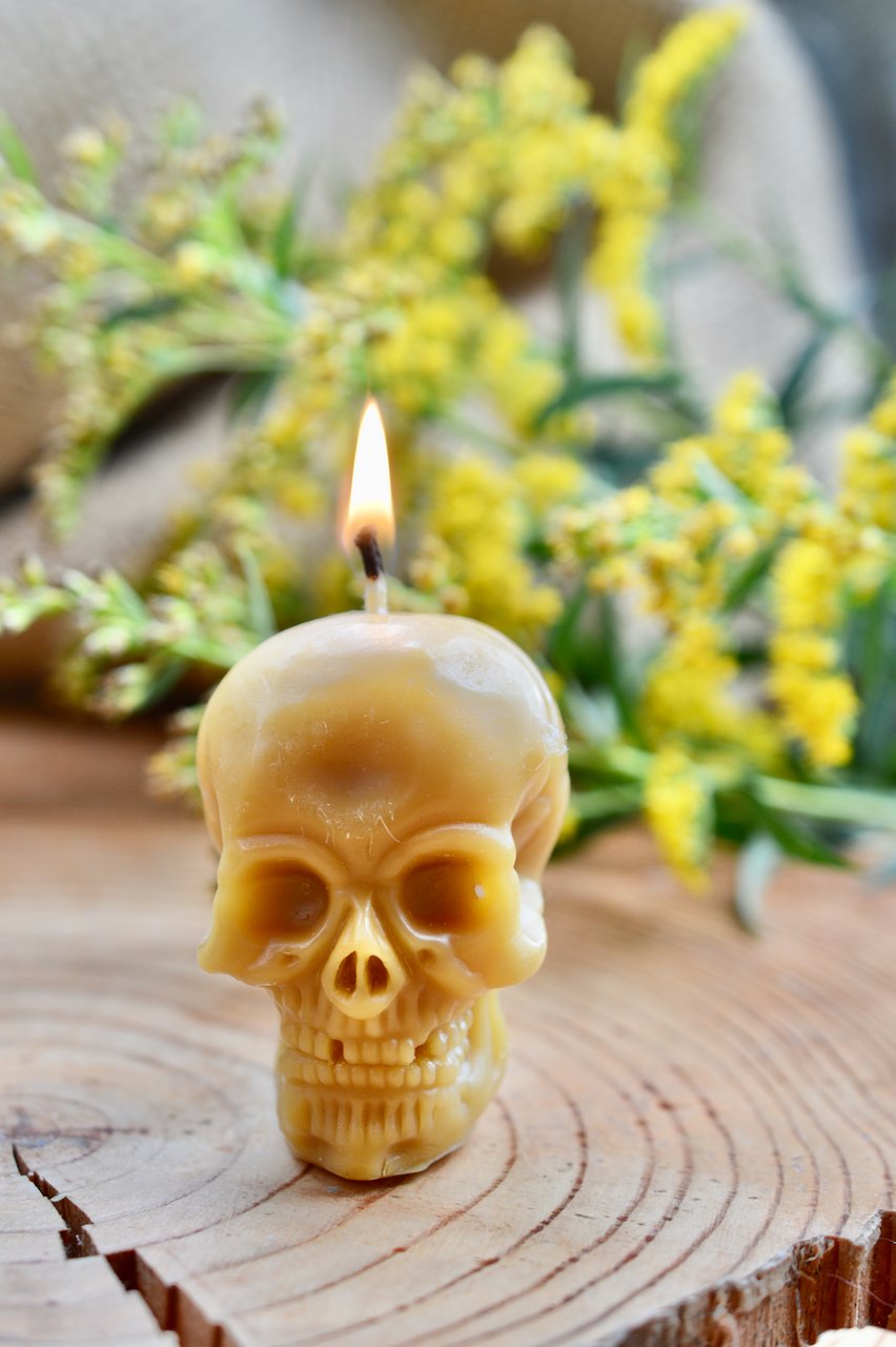 Beeswax Skull Candle