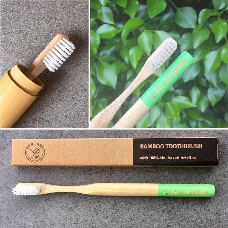 Bamboo Toothbrush - Battle Green